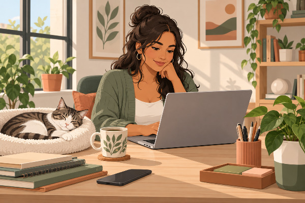 Cómo trabajar junto a tu gato en casa en total armonía